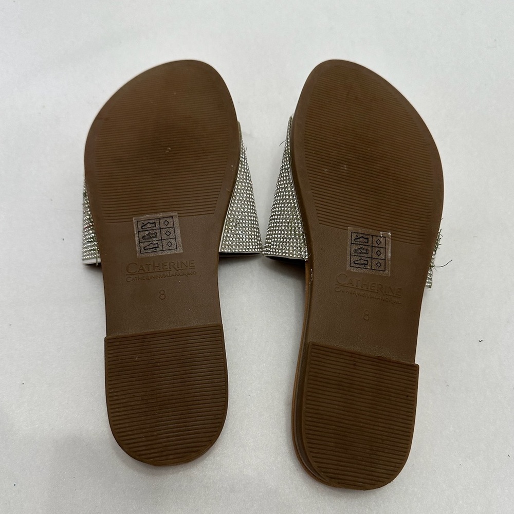Catherine Malandrino Sparkly Bling Faux Crystal Slides Sandals Size 8 - Picture 3 of 6